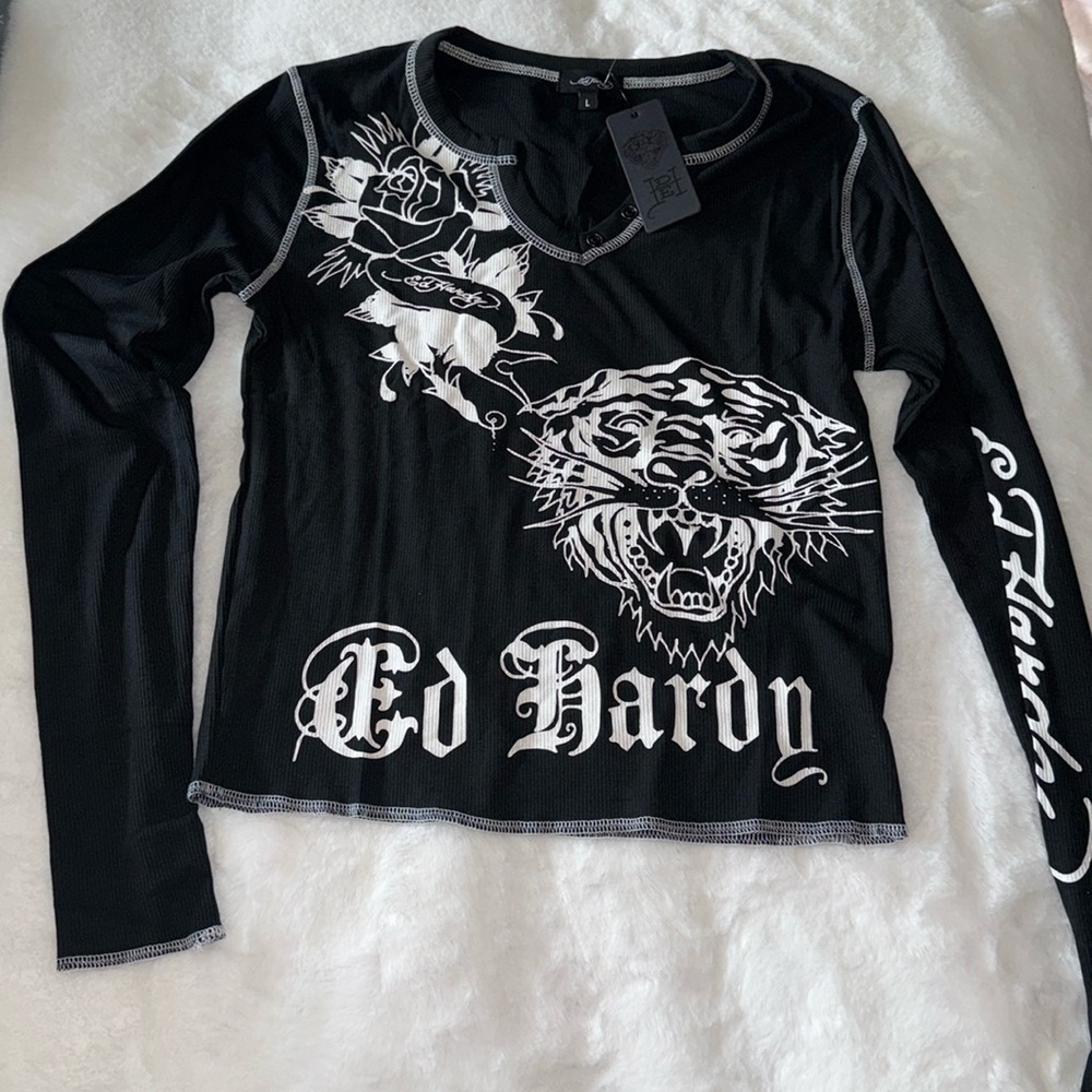 Ed Hardy Long Sleeves thermal shirt 🦁🌹💀